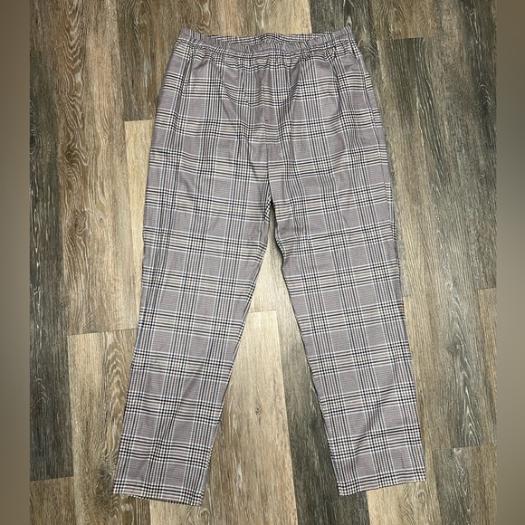 Zara Plaid Size Large Trousers Blue, Brown and White - Picture 2 of 7